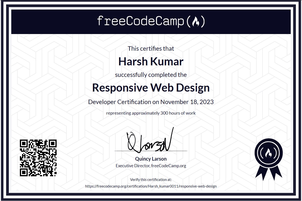 Responsive Web Design certificate image
